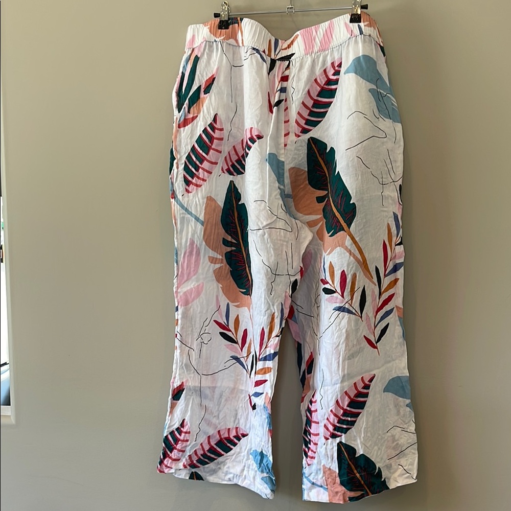 100% Linen Wide Leg Pants, Cynthia Rowley Multicolor - Picture 7 of 10